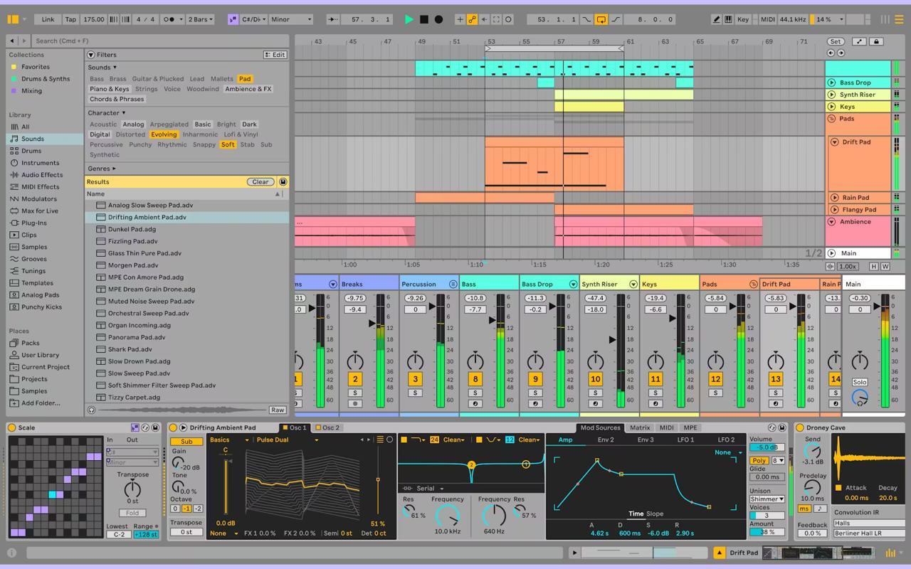 Interface do Ableton Live — sessão ao vivo